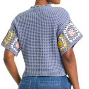Universal Thread Crochet Knit Short Sleeve Sweater Top Size XL